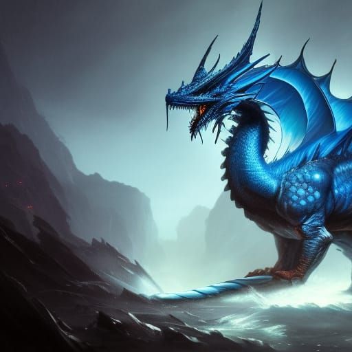 muscular blue dragon - AI Generated Artwork - NightCafe Creator