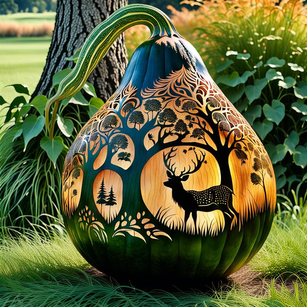 Deer in the Forest Gourd  by @Chickadee