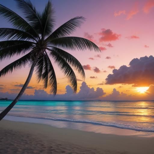 tropical beach at sunset