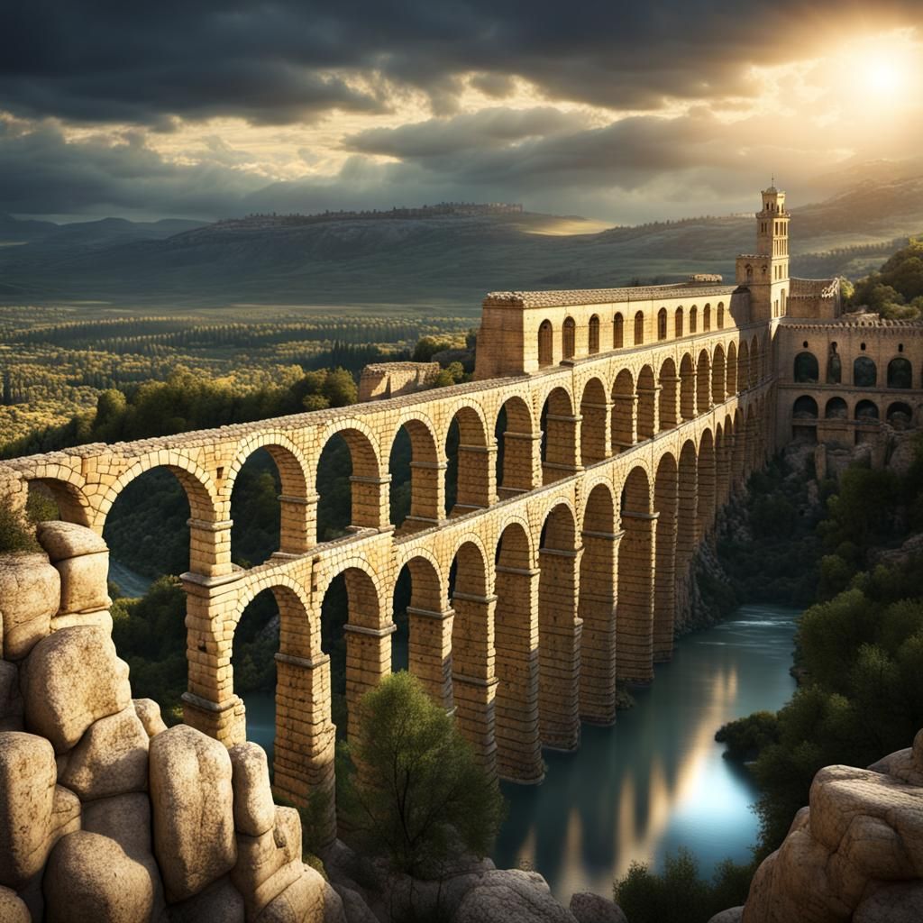 a Roman aqueduct in Segovia, Spain  by @Michael Hendrickson