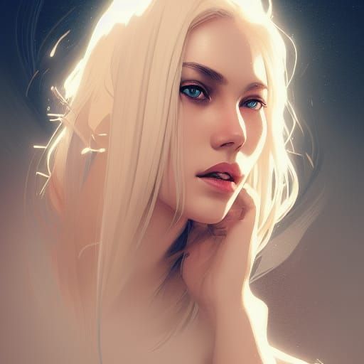 Detailed Portrait of a Blond Woman, Hyperrealistic Art