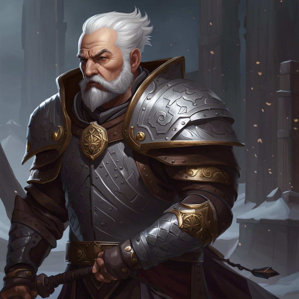 Grey skinned dwarf fighter bald head, white hair - AI Generated Artwork ...