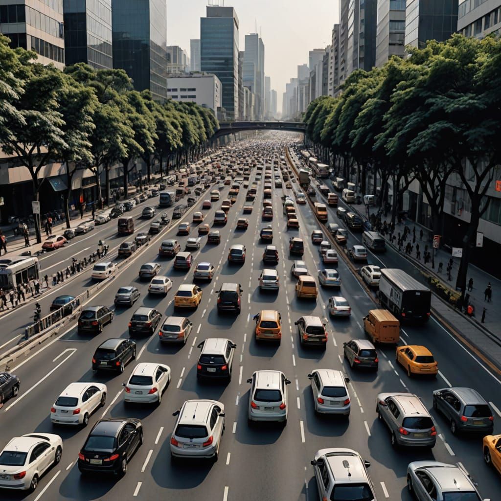 Endless Traffic Jam on City Road