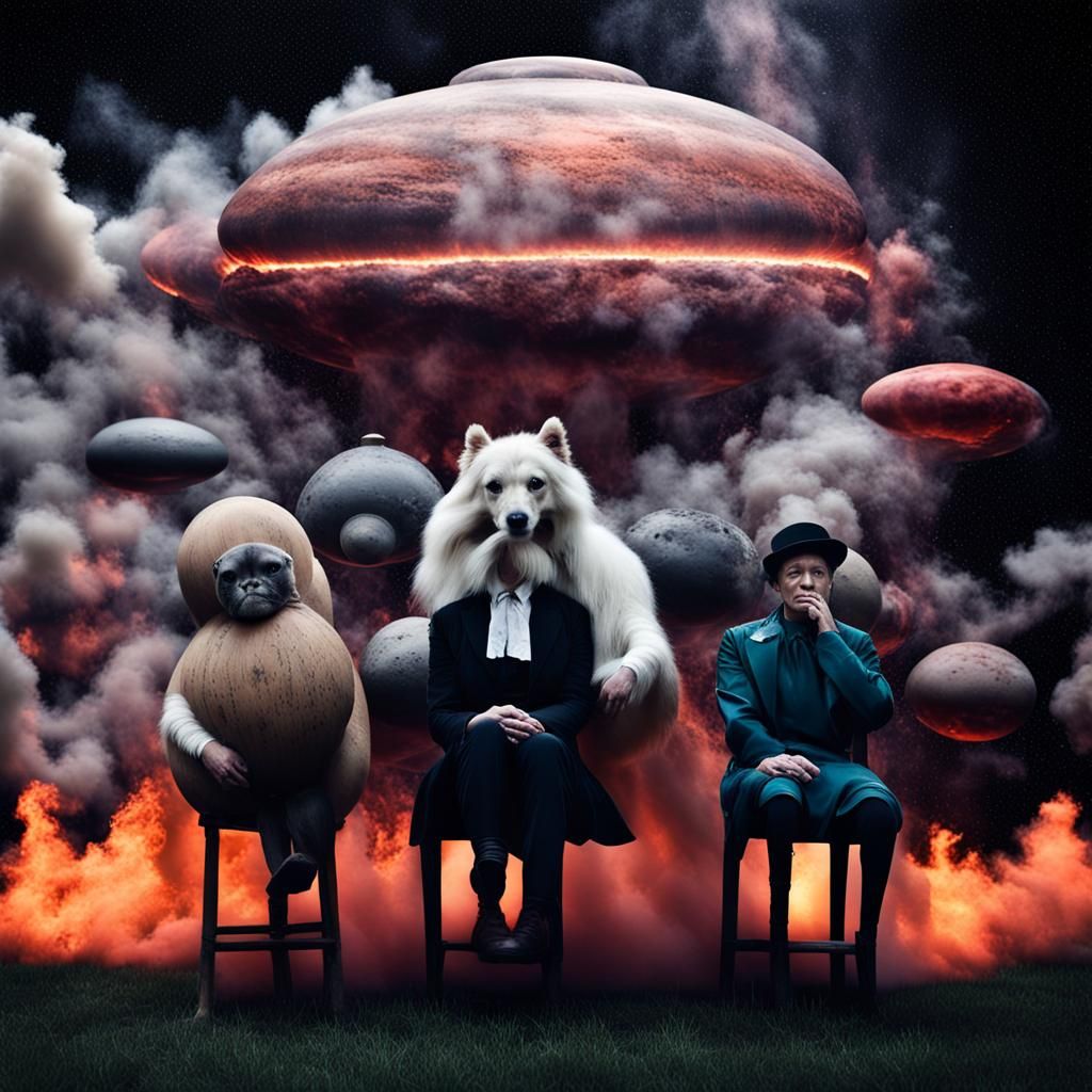 Surreal Encounter: Earth Meets Cosmic Entities