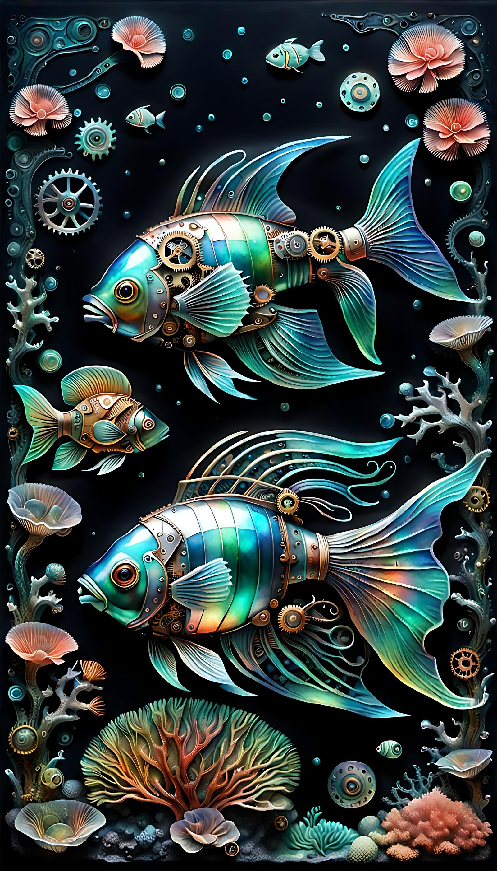 Irridescent Steampunk Fish  by @Eka