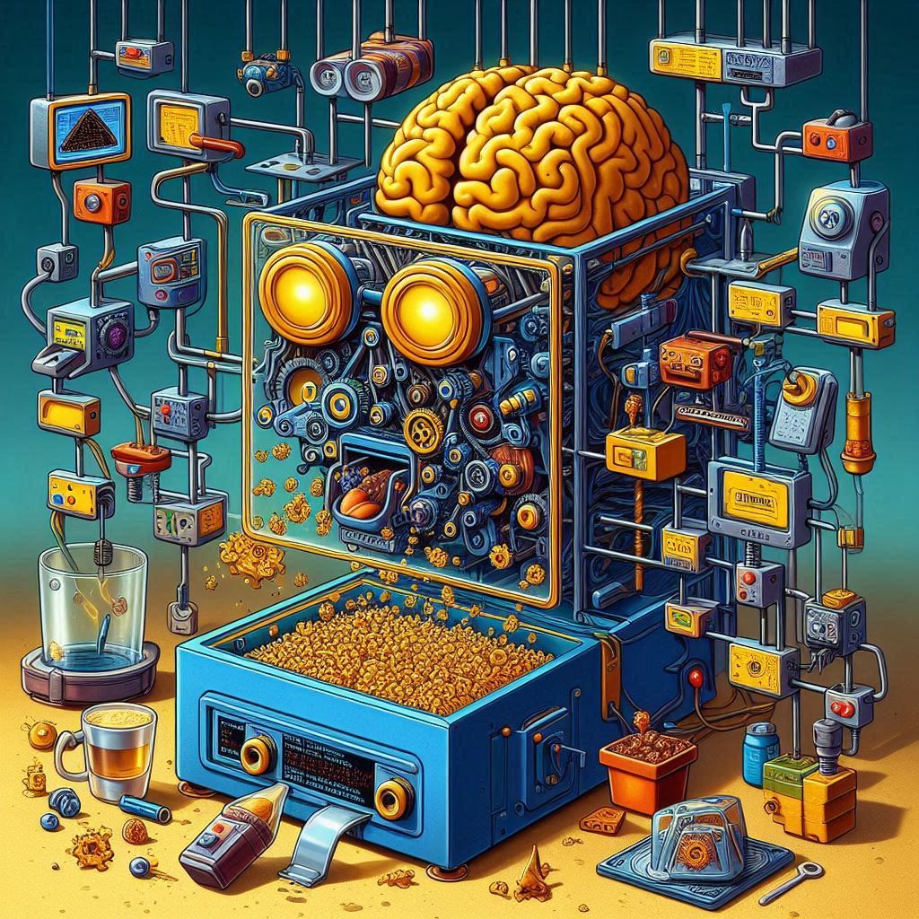 "How AI Works" in the Style of Rube Goldberg 1