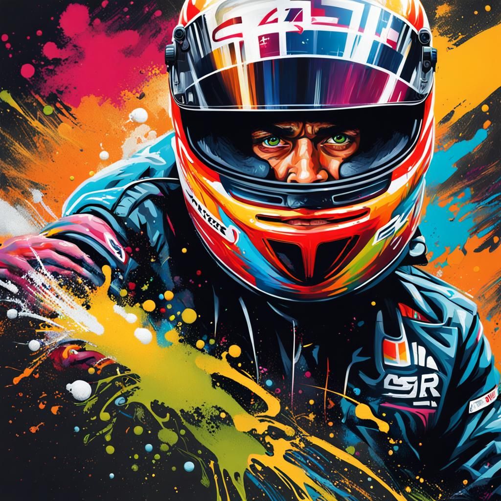 F1 driver in his racing line