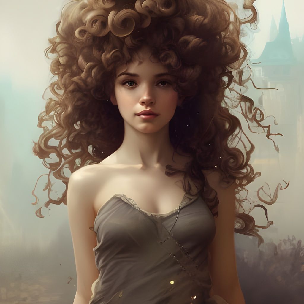 Fantasy Girl Portrait in Hyperdetailed Art Nouveau Style
