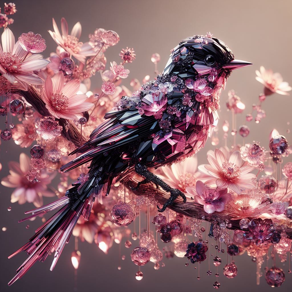 Black and pink crystal bird 🐦 - AI Generated Artwork - NightCafe Creator