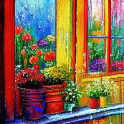 Flowers on the windowsill AI Generated Artwork NightCafe Creator