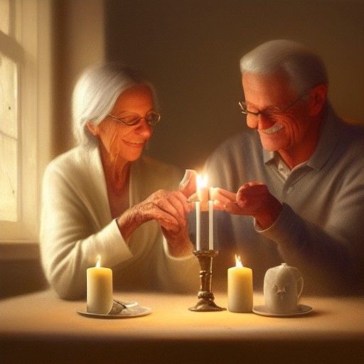 elderly couple in love having a romantic dinner together