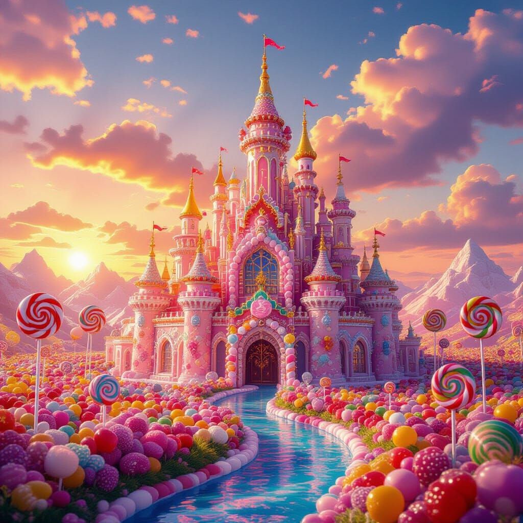 Majestic Candy Palace in Vibrant Lollipop Fields  by @Lady on Fire