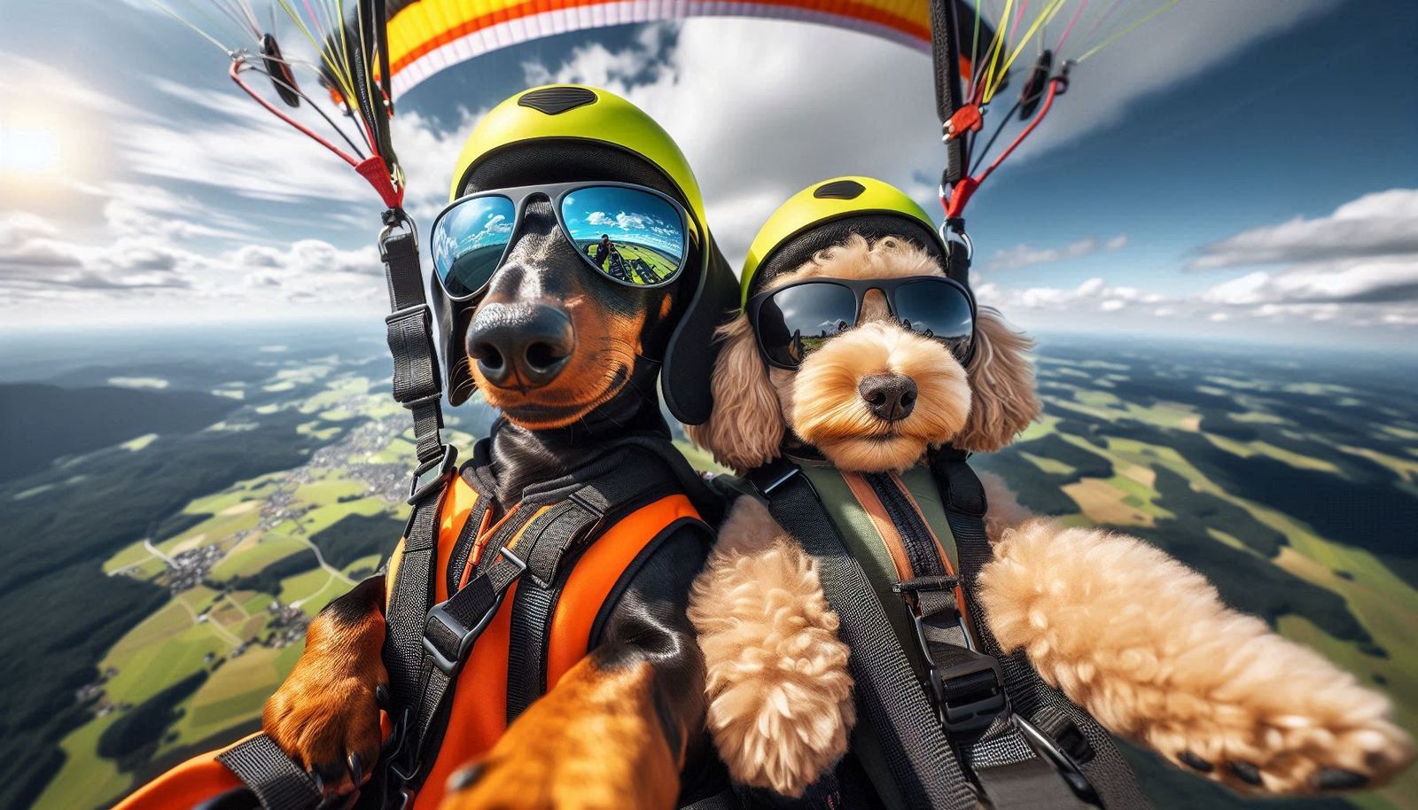 black tan paragliding