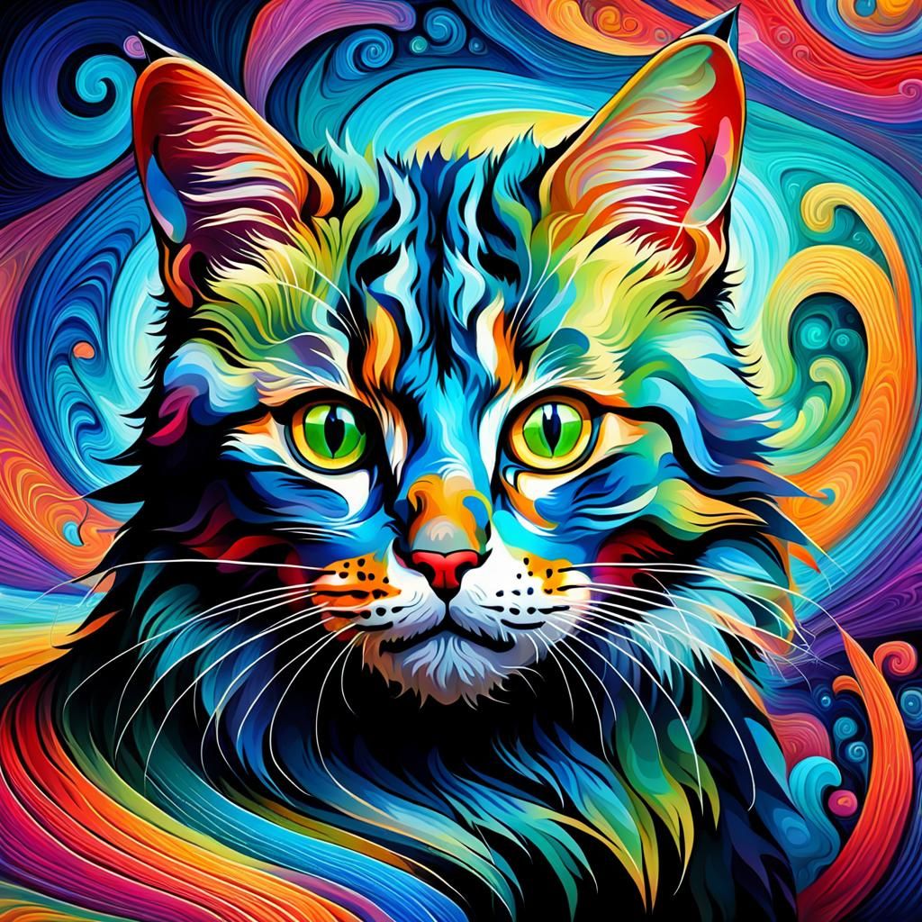 Colorful cat portrait