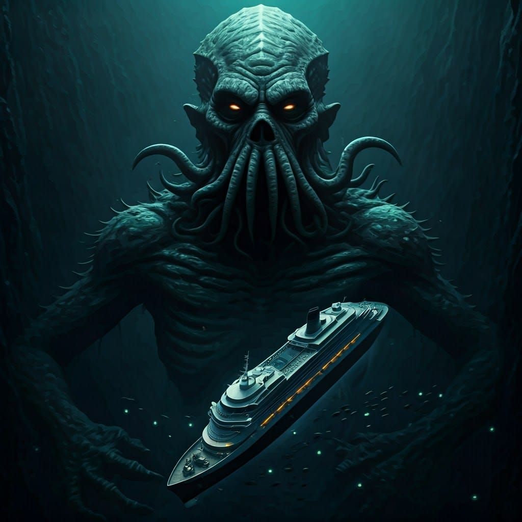A insanely tall eldritch Cthulhu inspired monstrosity born o...