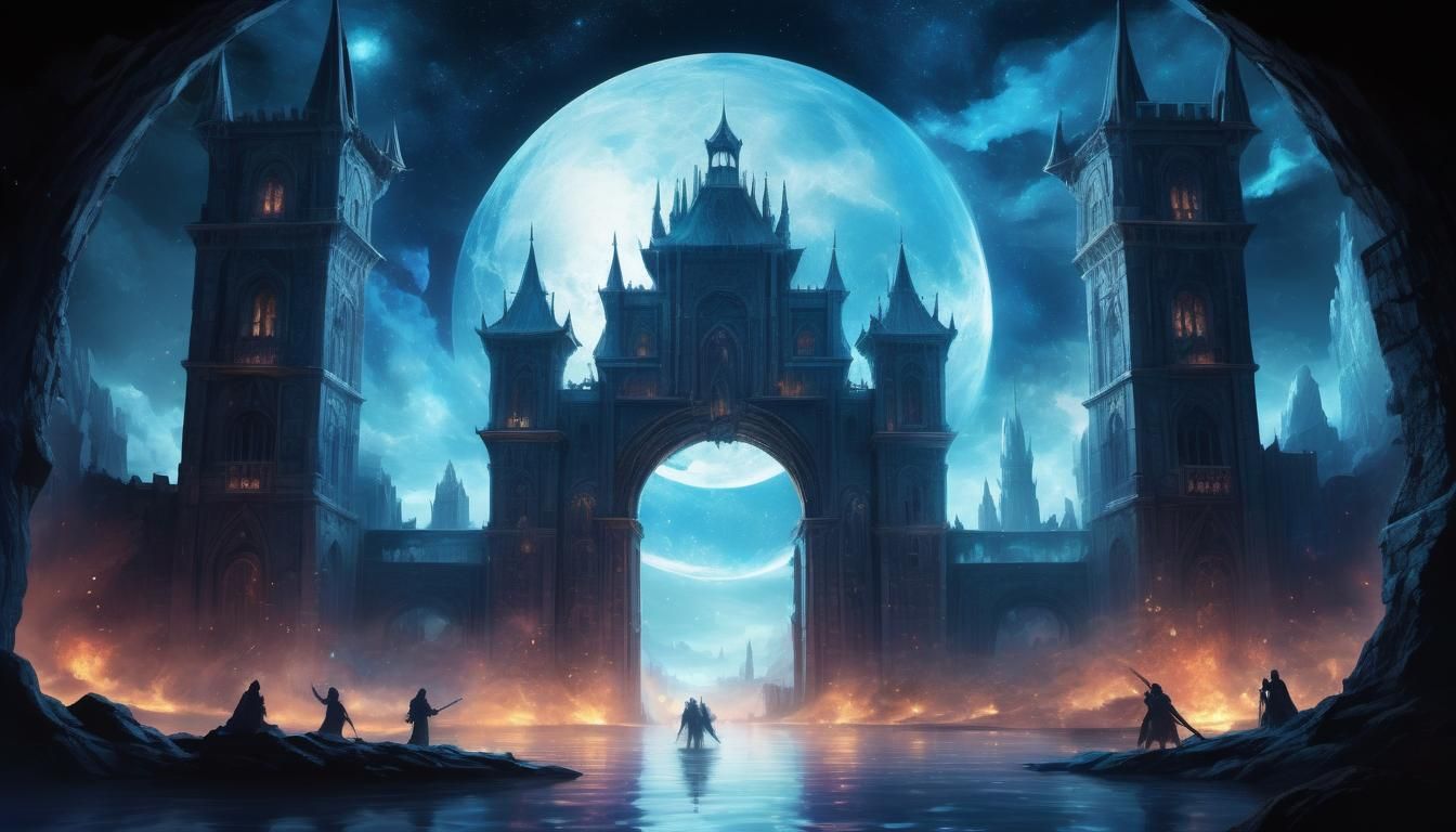Various Portal with huge full moon