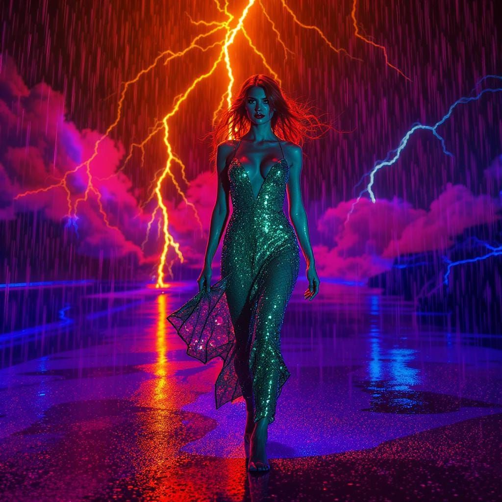 Walking In A Colorful Storm