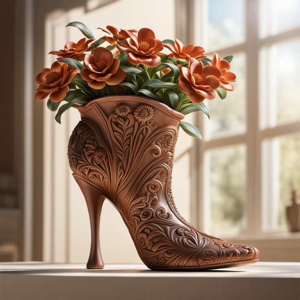 Floral Stiletto Pottery Vase