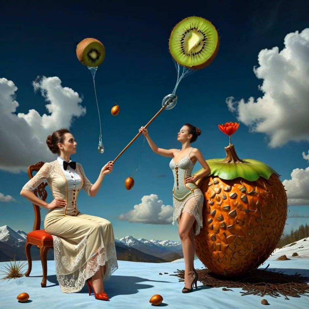 Surreal Portrait of Eccentric Woman in Hyperreal Landscape