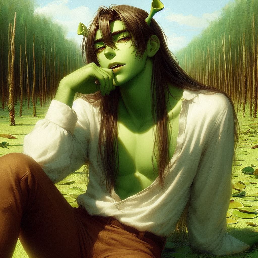 hajime sorayama retro 80s sci-fi futurism cute anime Shrek, ...