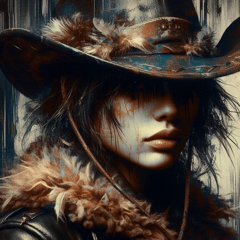 Cowgirl impasto portrait