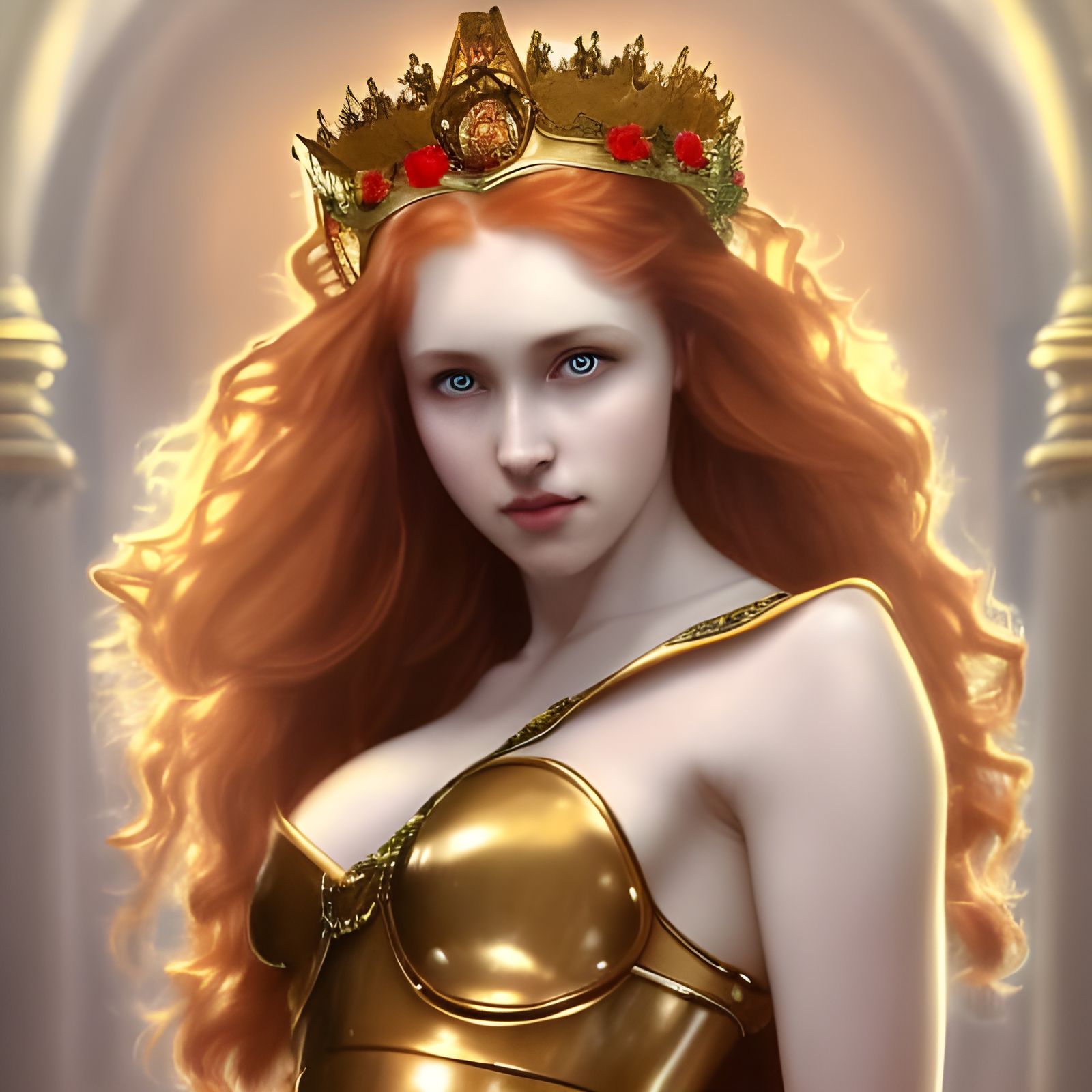 RedHead Queen with Gold Armor