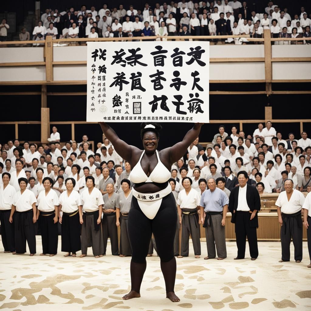 Sumo Hall Hostess in Neo-Impressionism Style