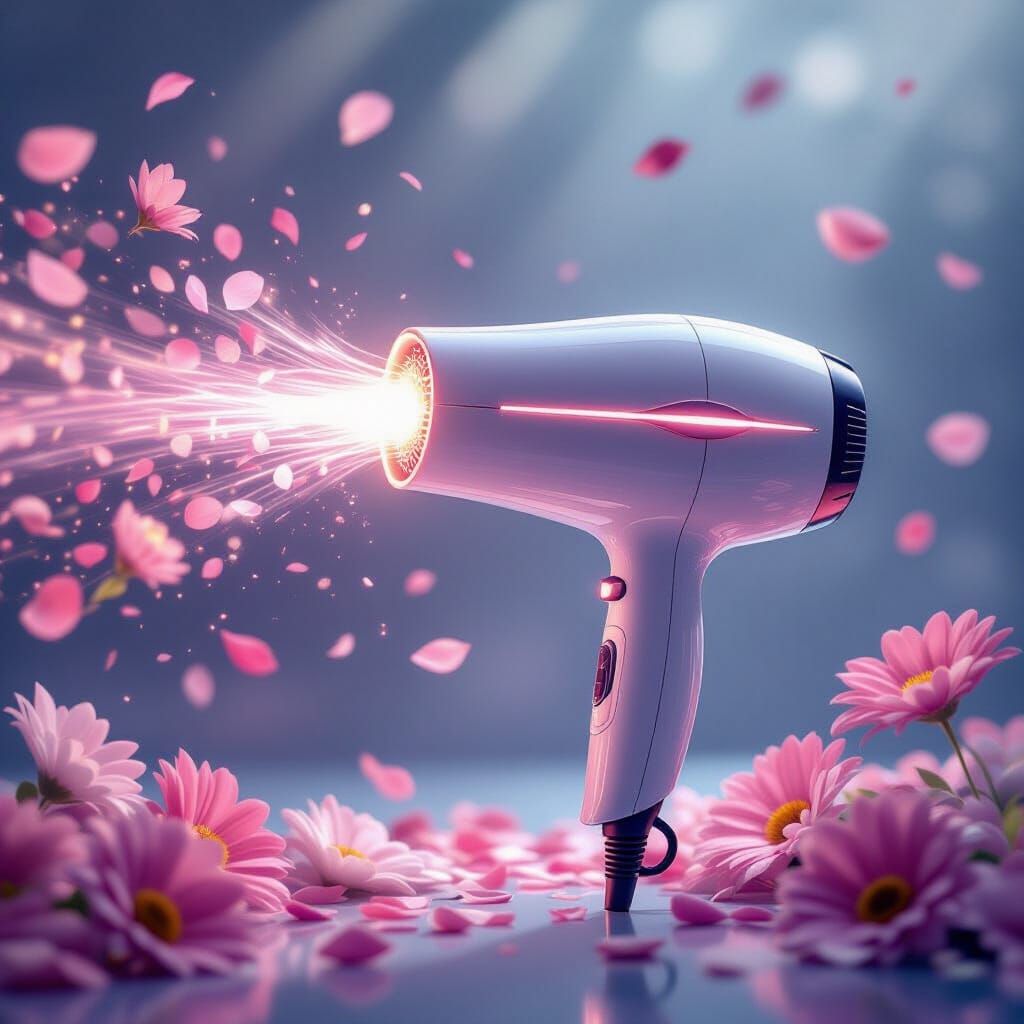 Futuristic Hairdryer Blasts Blooming Flowers