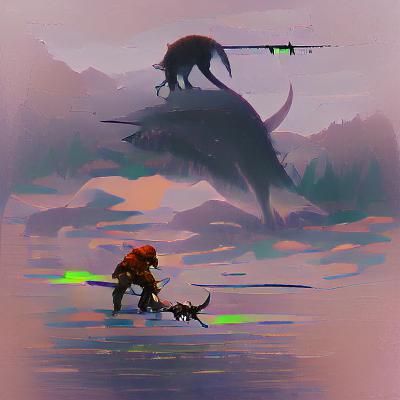 A hunter hunting a monster
