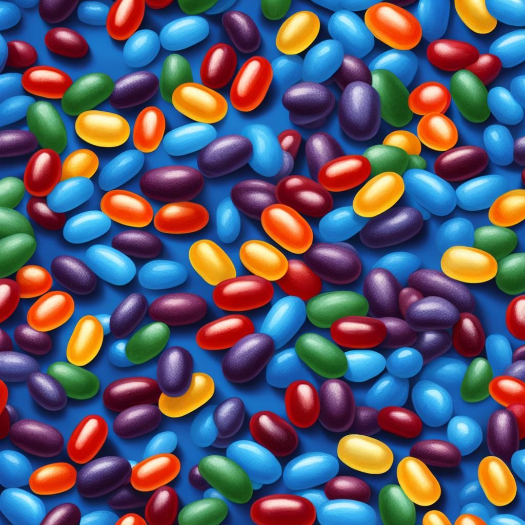 Jelly beans walking through a blue corn crop in America