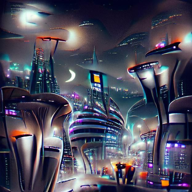 futuristic city at night