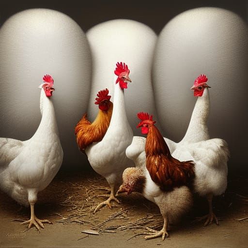 A conspiracy of chickens AI Generated Artwork NightCafe Creator