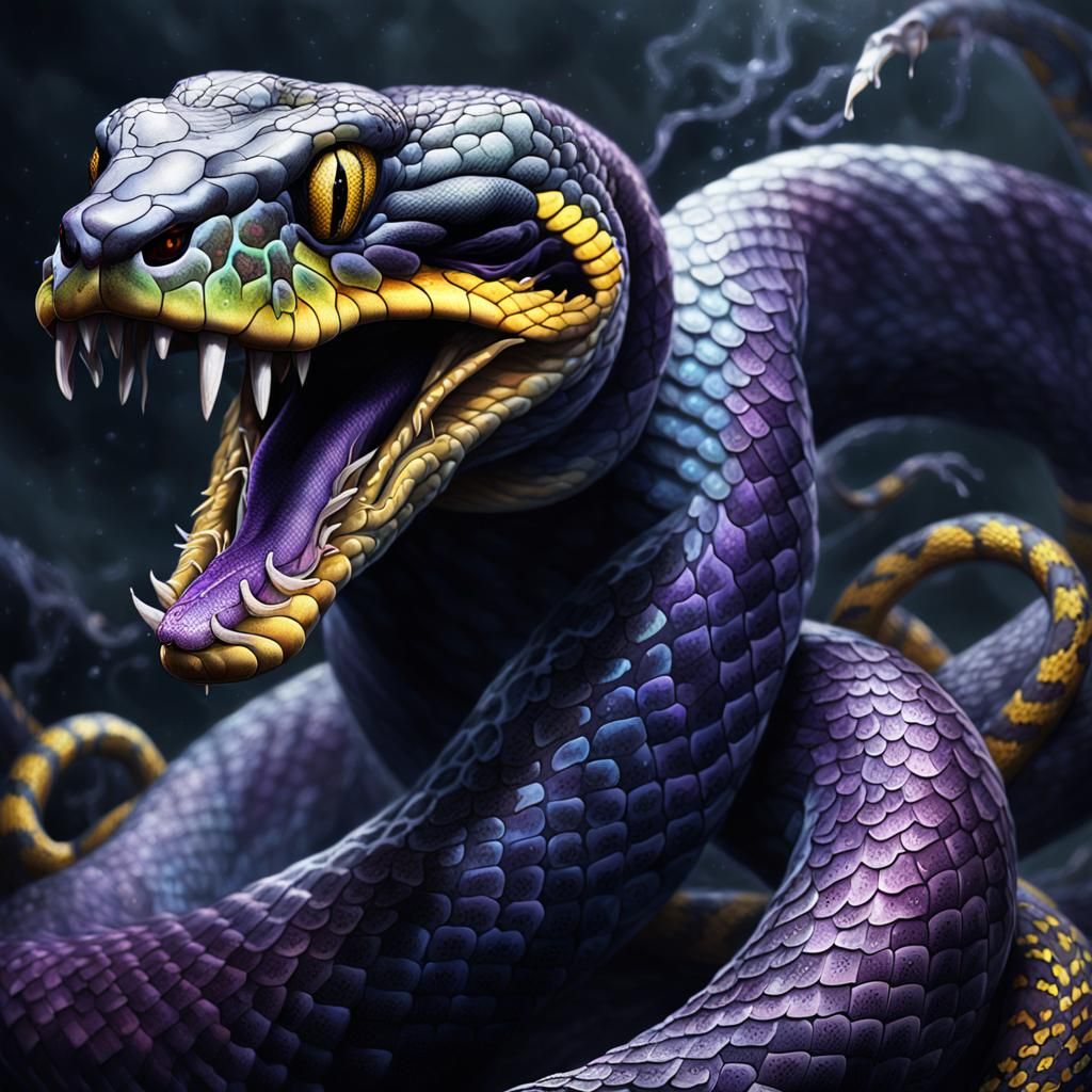 Regal Snakes in Dark Fantasy Concept Art