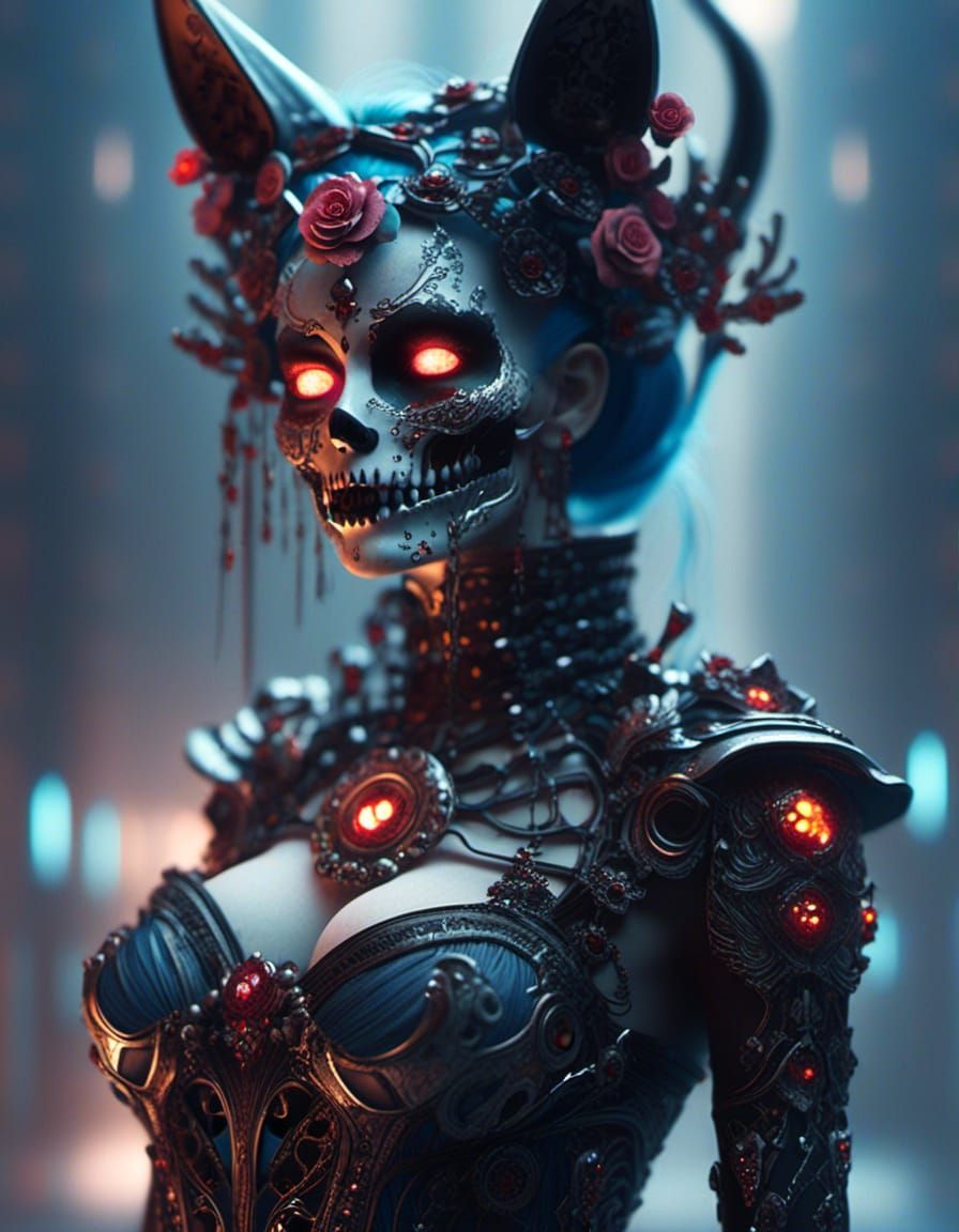 Kitsune Zombiecore. <rotting, skeletal undead> goth female z...
