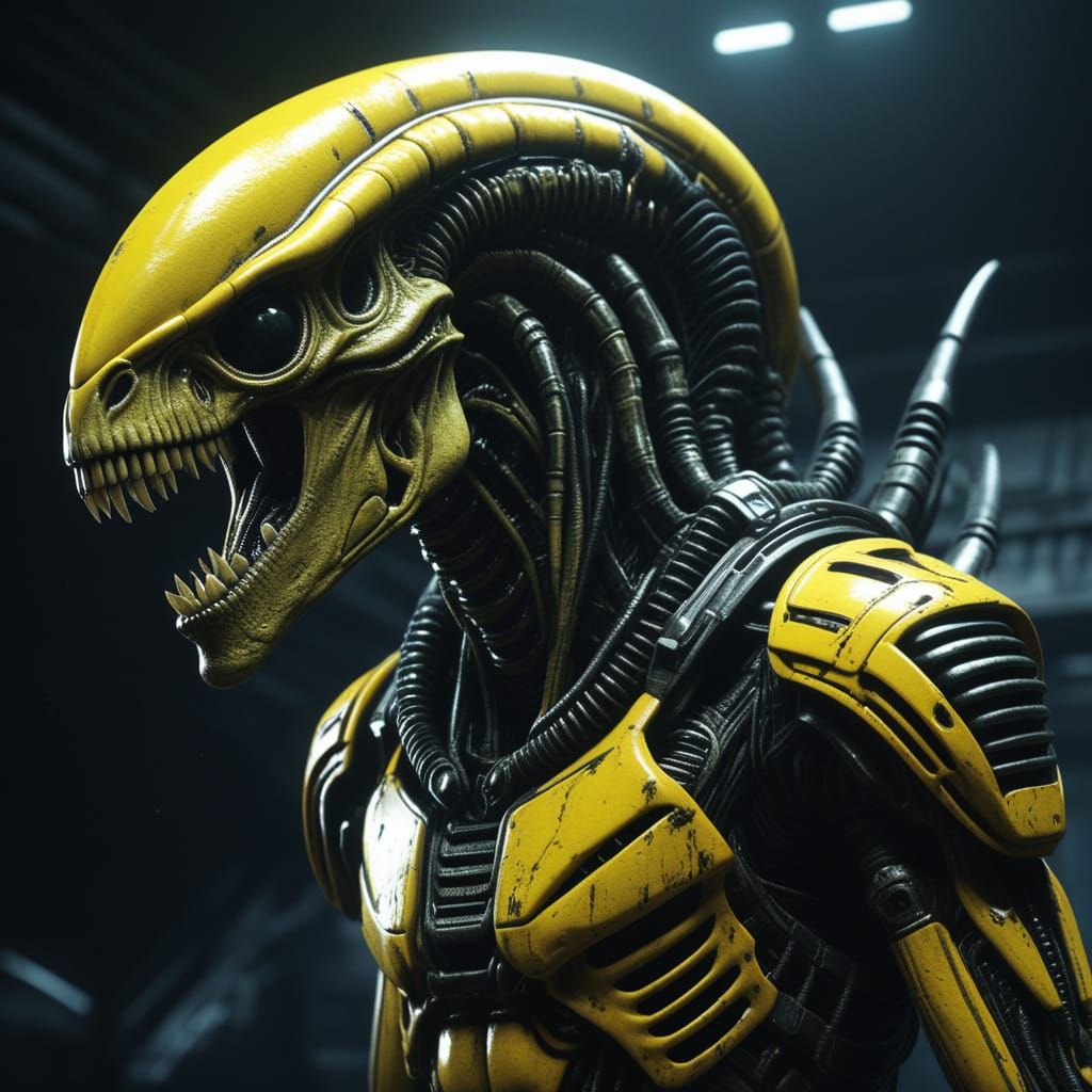 Xenomorph-T-Rex Hybrid in Dark Sci-Fi Space