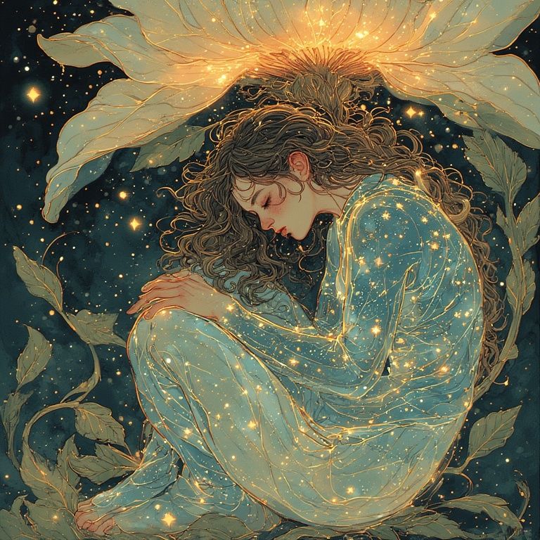 crouched under a big flower