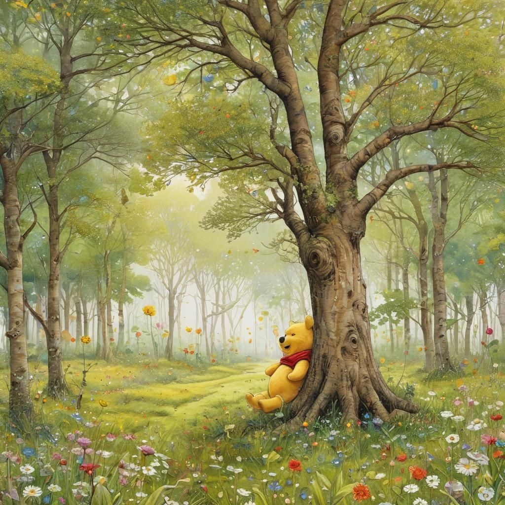 Winnie the Pooh Relaxing - AI Generated Artwork - NightCafe Creator