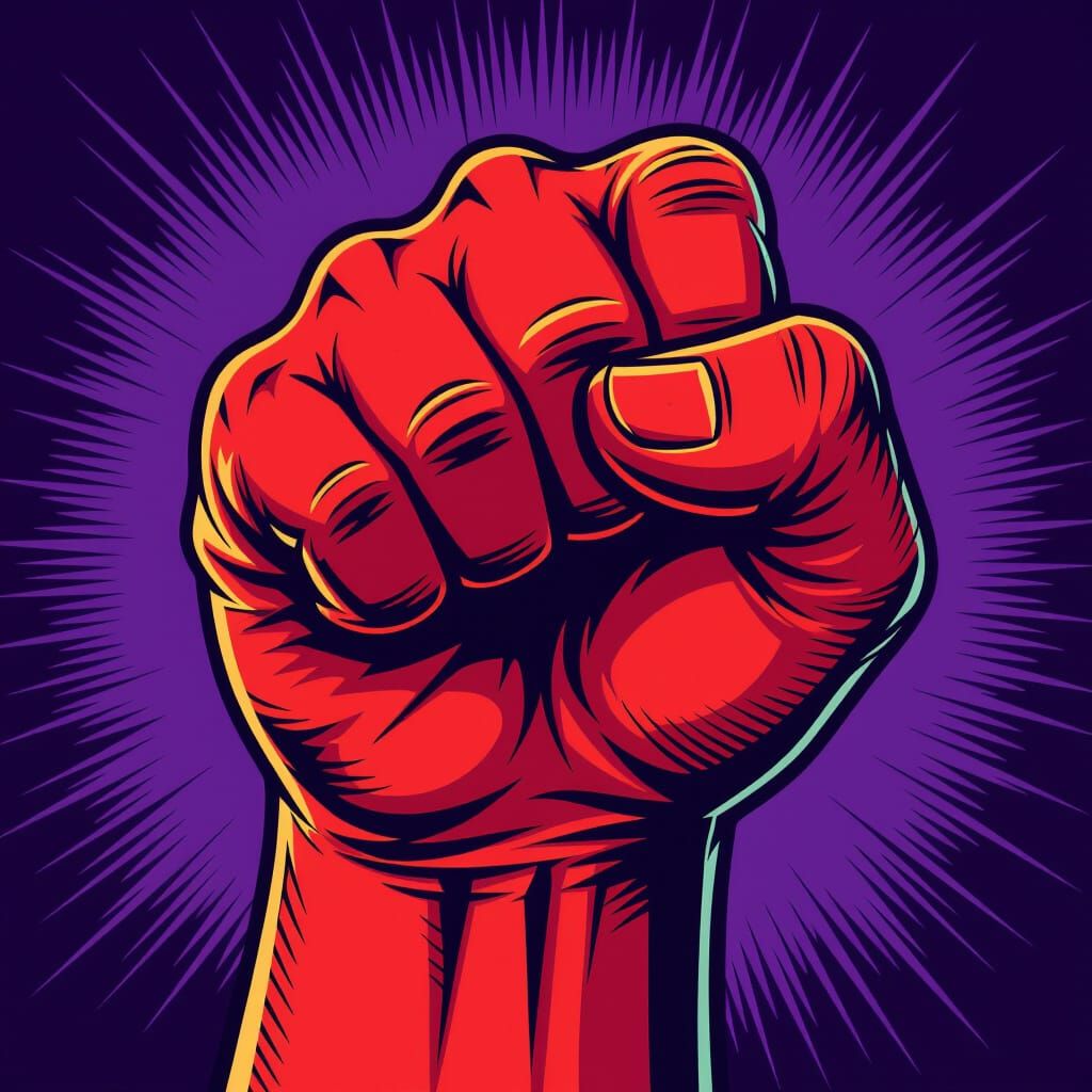 Clenched Fist Emoji in Bold Graphic Novel Style