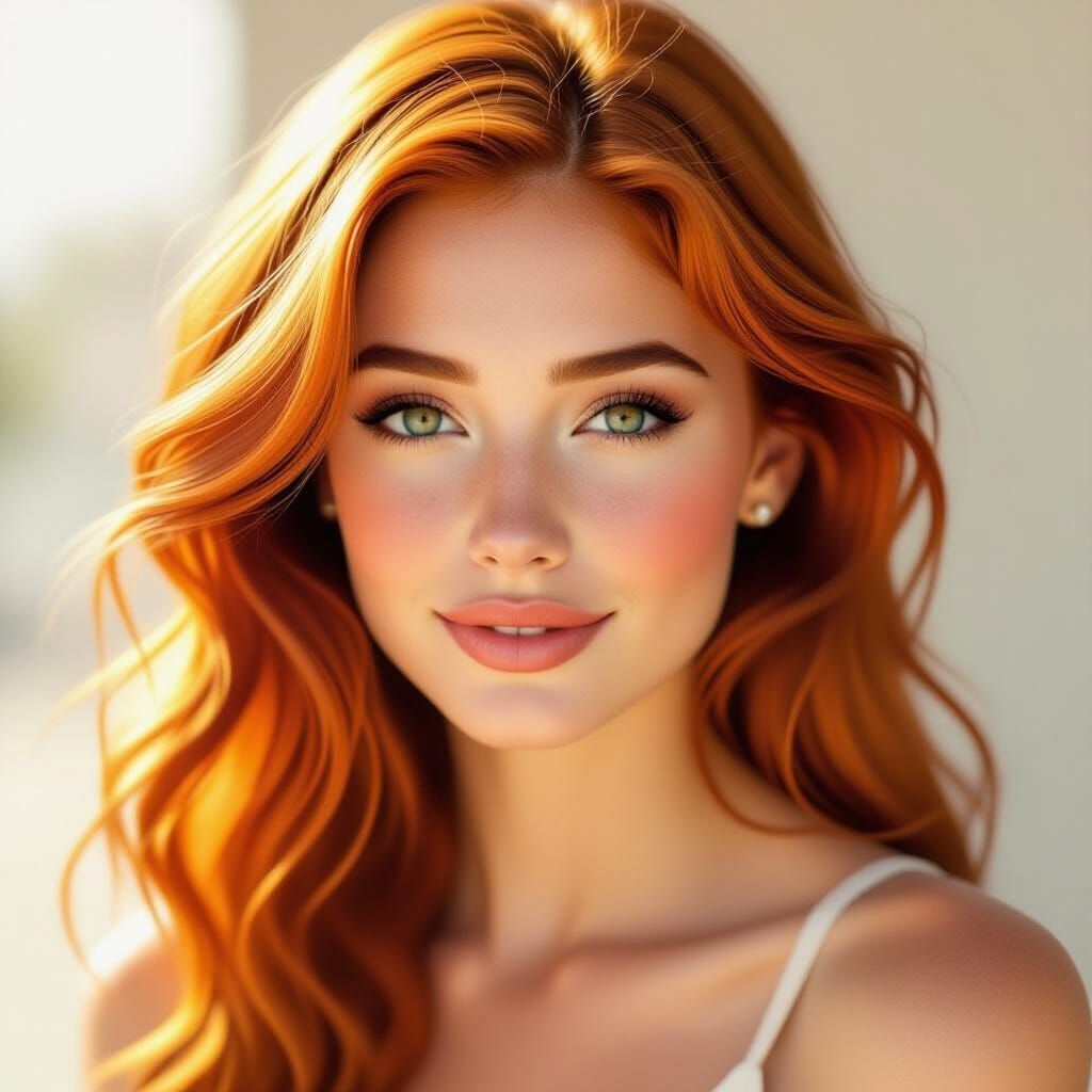 Photorealistic Digital Painting of a Ginger-Haired Woman