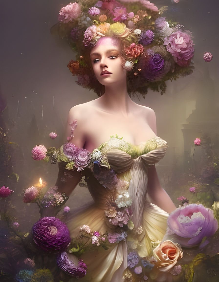 Marilyn Monroe's Floral Wedding: A Hyperrealistic Rococo Dre...