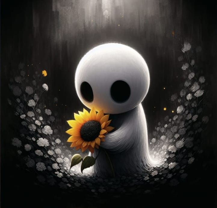 Ghost and Sunflower in Matte Painting Style