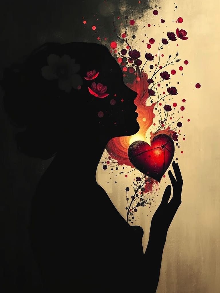 portrait Posed Silhouetted Ophelia, Heart Exploded Assembly Oils Elisabeth Fredriksson  by @somniamea