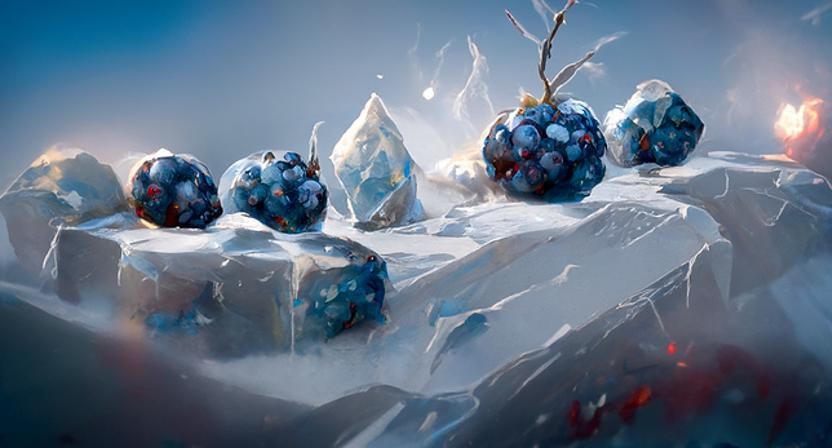 "Iceberries." 8k resolution concept art by Greg Rutkowski de...