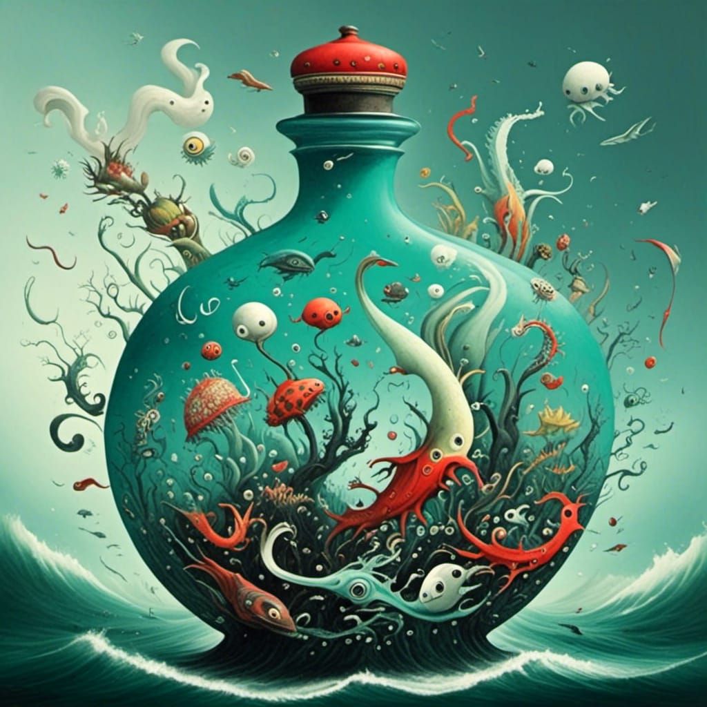 <lora:Sea monsters:1.0> potion bottle 