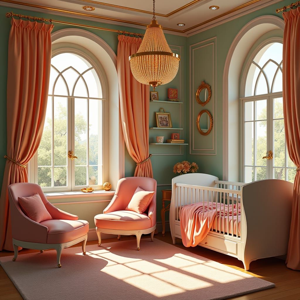 Opulent Nursery in Dreamlike Fantasy Style