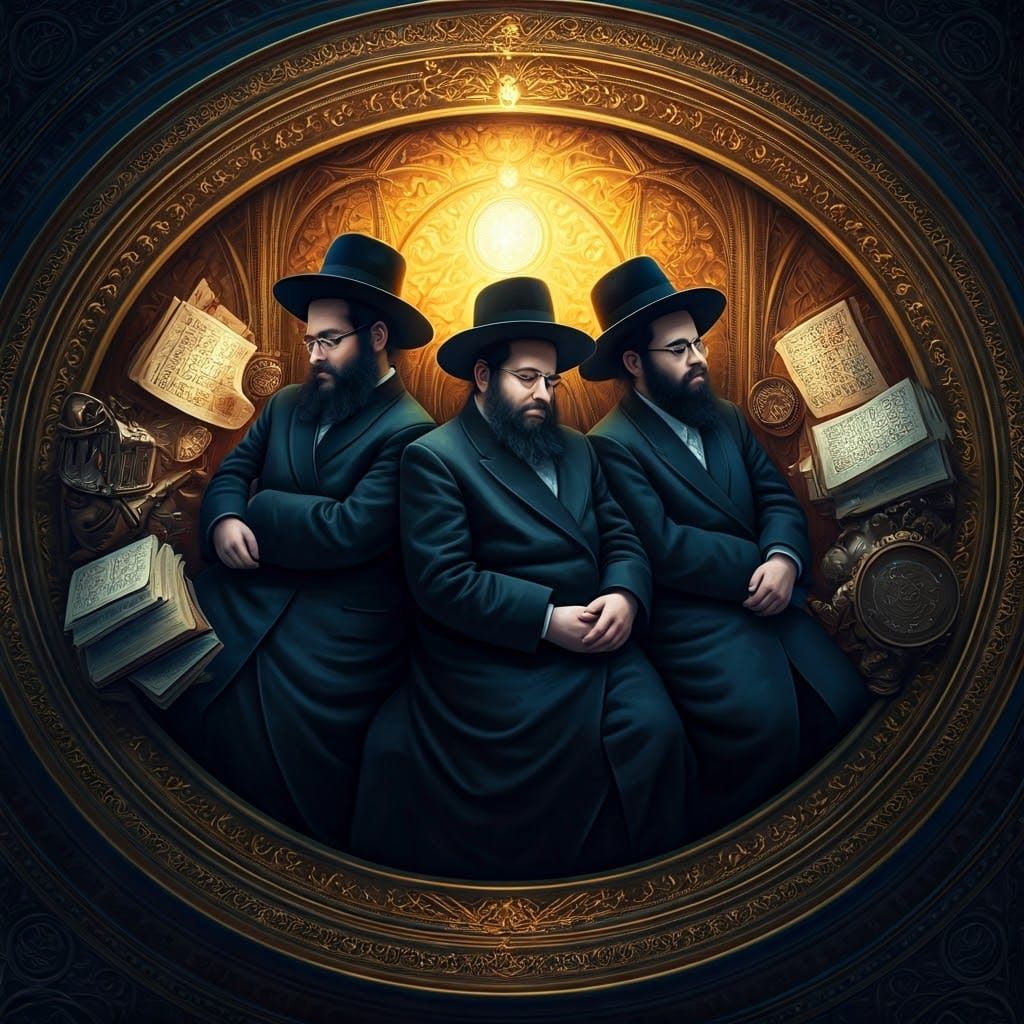 Orthodox Yeshiva Students in Ancient Study Chamber