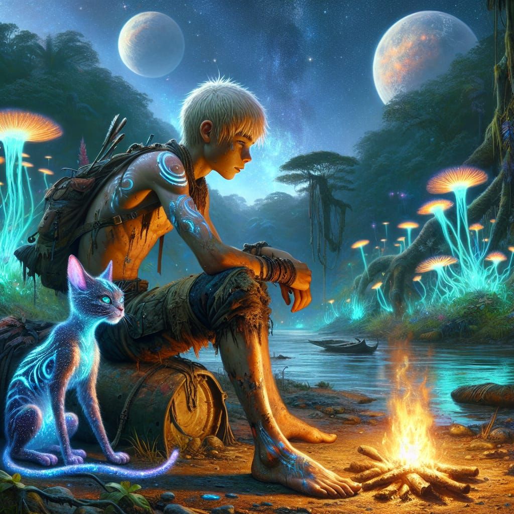 Luminous Resolve: A Beacon in the Moons' Glow