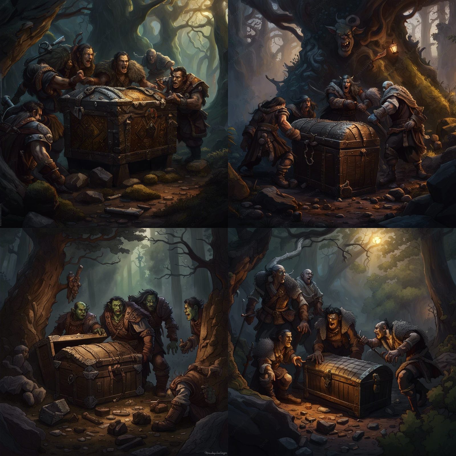 Orcs find a a treasure chest.