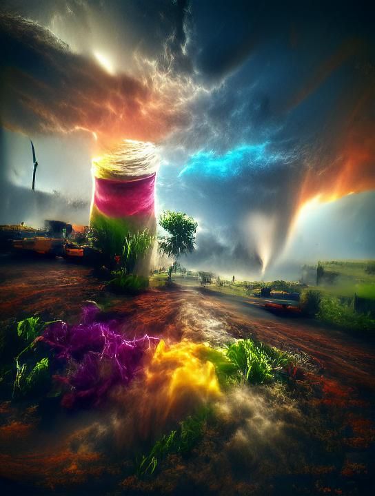 A colorful tornado storm 8k resolution cryengine trending on...