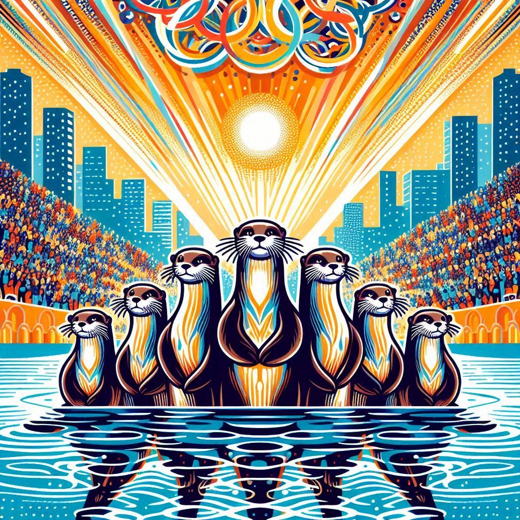 The Otters team at the Paris 2024 synchronized swimming comp...